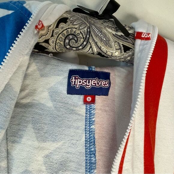 Tipsy Elves American Flag Jumpsuit Patriotic Stars and Stripes Print Size Small - Picture 4 of 9
